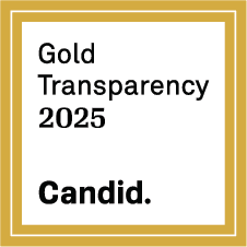 A white square with a gold border displays the text Gold Transparency 2025 and Candid. in bold black letters.