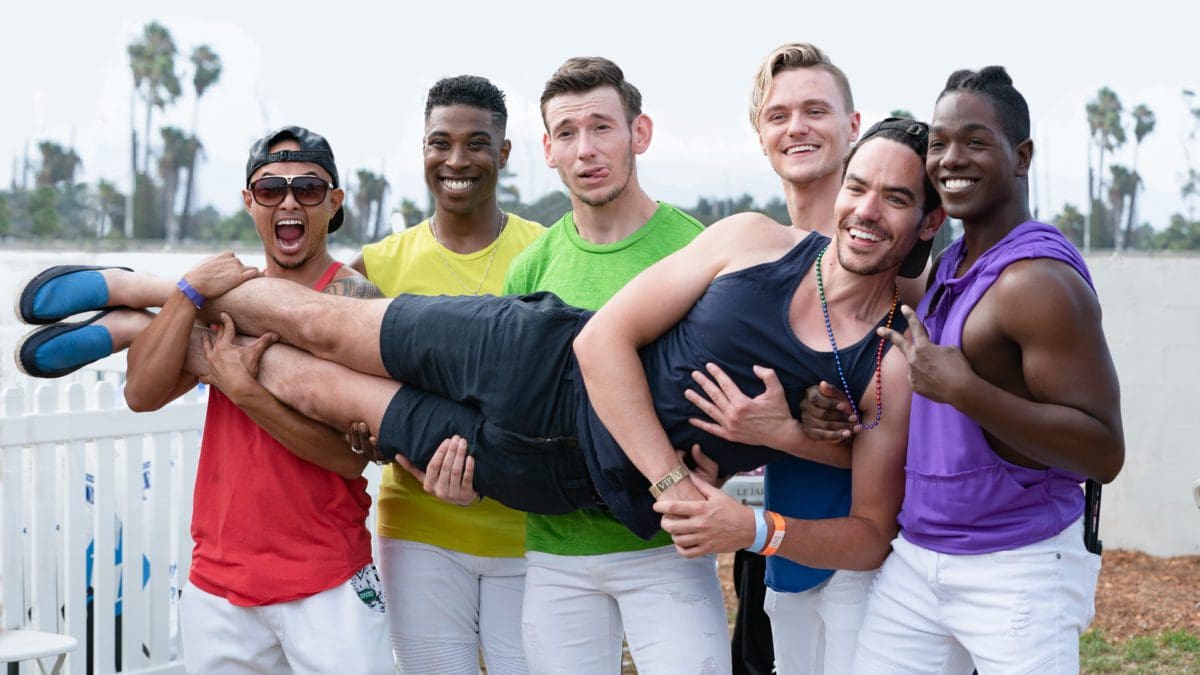 Group of friends rainbow shirts