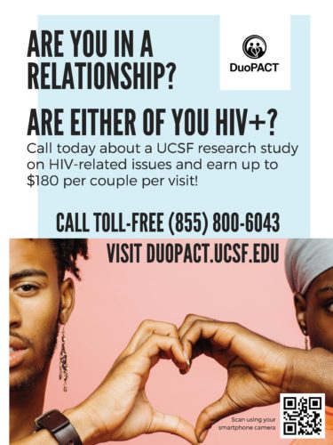 University study advertisement seeking couples for hiv-related research offering compensation for participation.