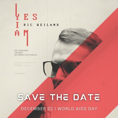 World AIDS Day awareness poster with a profile of a man and thematic design elements.