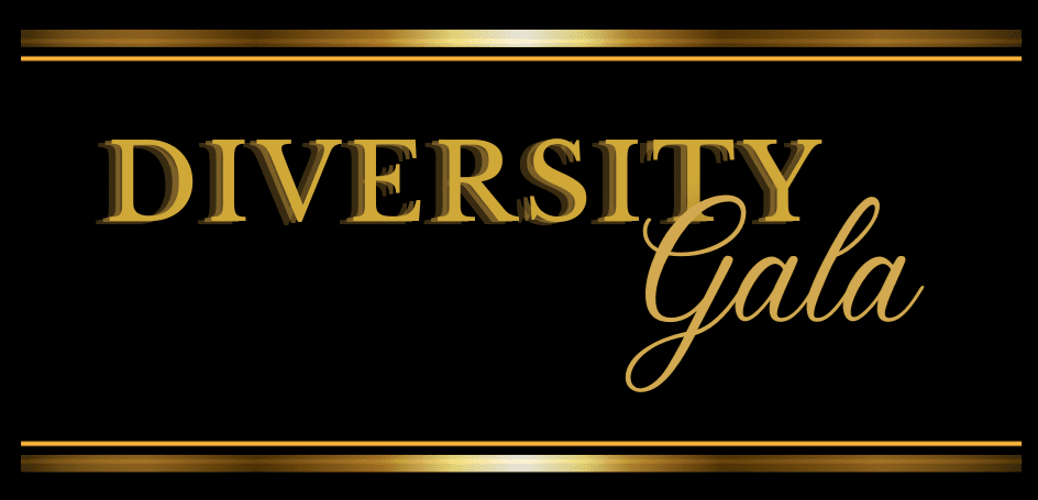 Elegant gold and black invitation design for a diversity gala event.