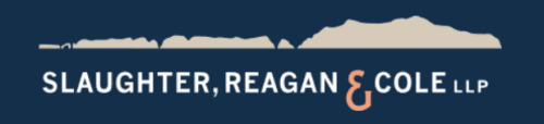 Logo of slaughter, reagan & cole llp featuring stylized text and a graphic element.